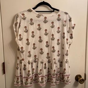 White - medium - floral - Loft - cotton blouse